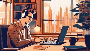 Een persoon vergelijkt telefoonplannen op een laptop in een gezellig thuiskantoor.