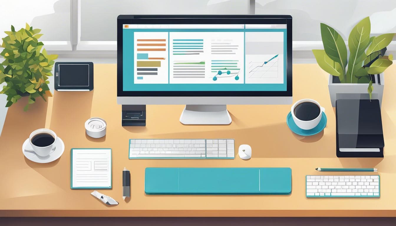 Een georganiseerd kantoor met SnelStart pakketten en moderne meubels.