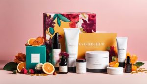 Een open Goodiebox pakket met luxe schoonheidsproducten.