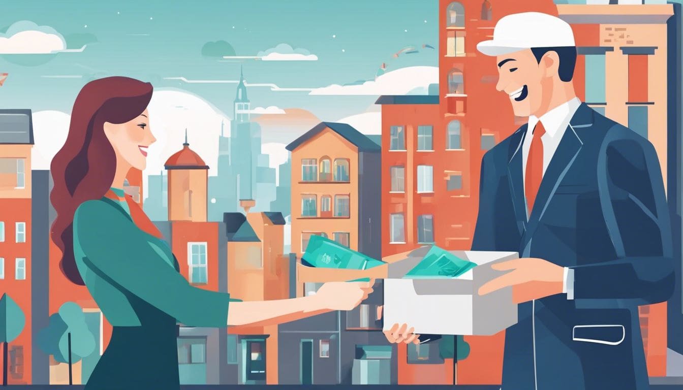 Een persoon ontvangt maandelijks vrolijk een sokkenlevering aan hun voordeur. Een persoon ontvangt maandelijks vrolijk een sokkenlevering aan hun voordeur.