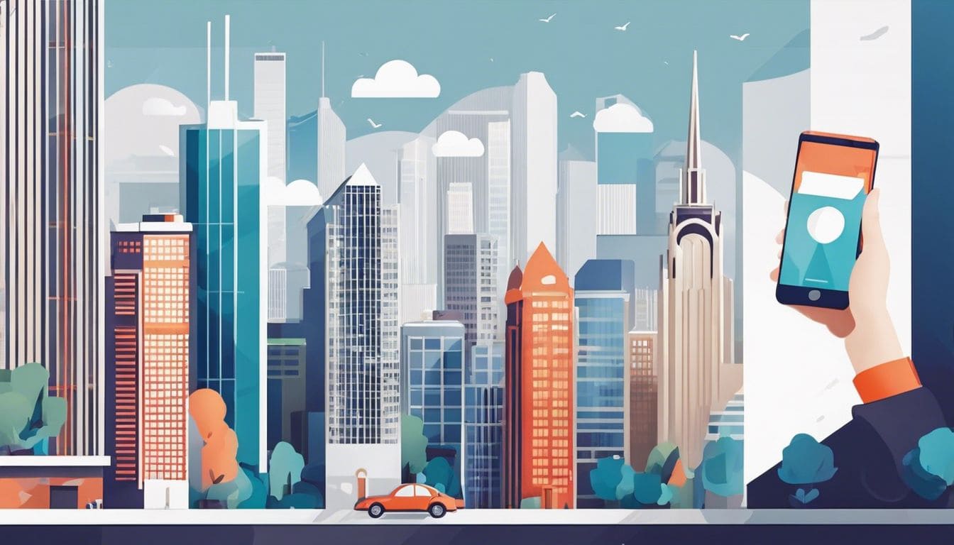 Een persoon die een Goodiebox-abonnement opzegt via een smartphone in een moderne stad.