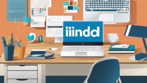 Een modern kantoor met een bureau, laptop en kantoorbenodigdheden.