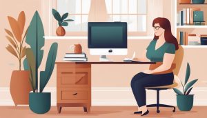 Een persoon annuleert vredig hun Weight Watchers abonnement in een comfortabel thuiskantoor.