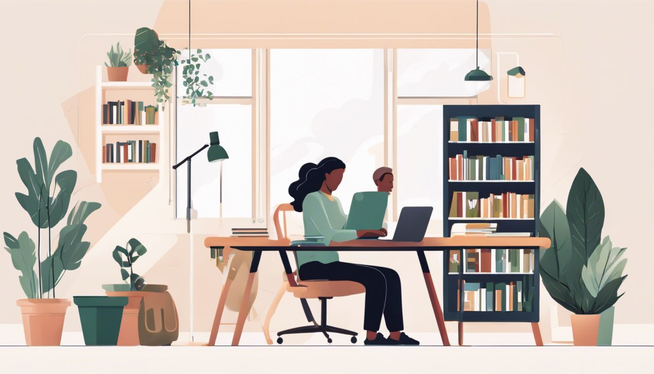 Een persoon typt op een laptop met de Parship website open in een opgeruimde en rustige werkruimte.