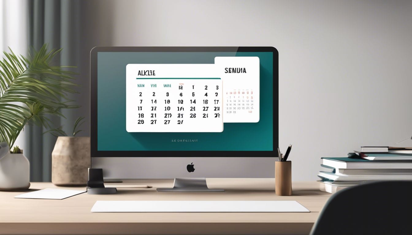 Een minimalistische en professionele werkplek met lidmaatschapskaart en kalender.