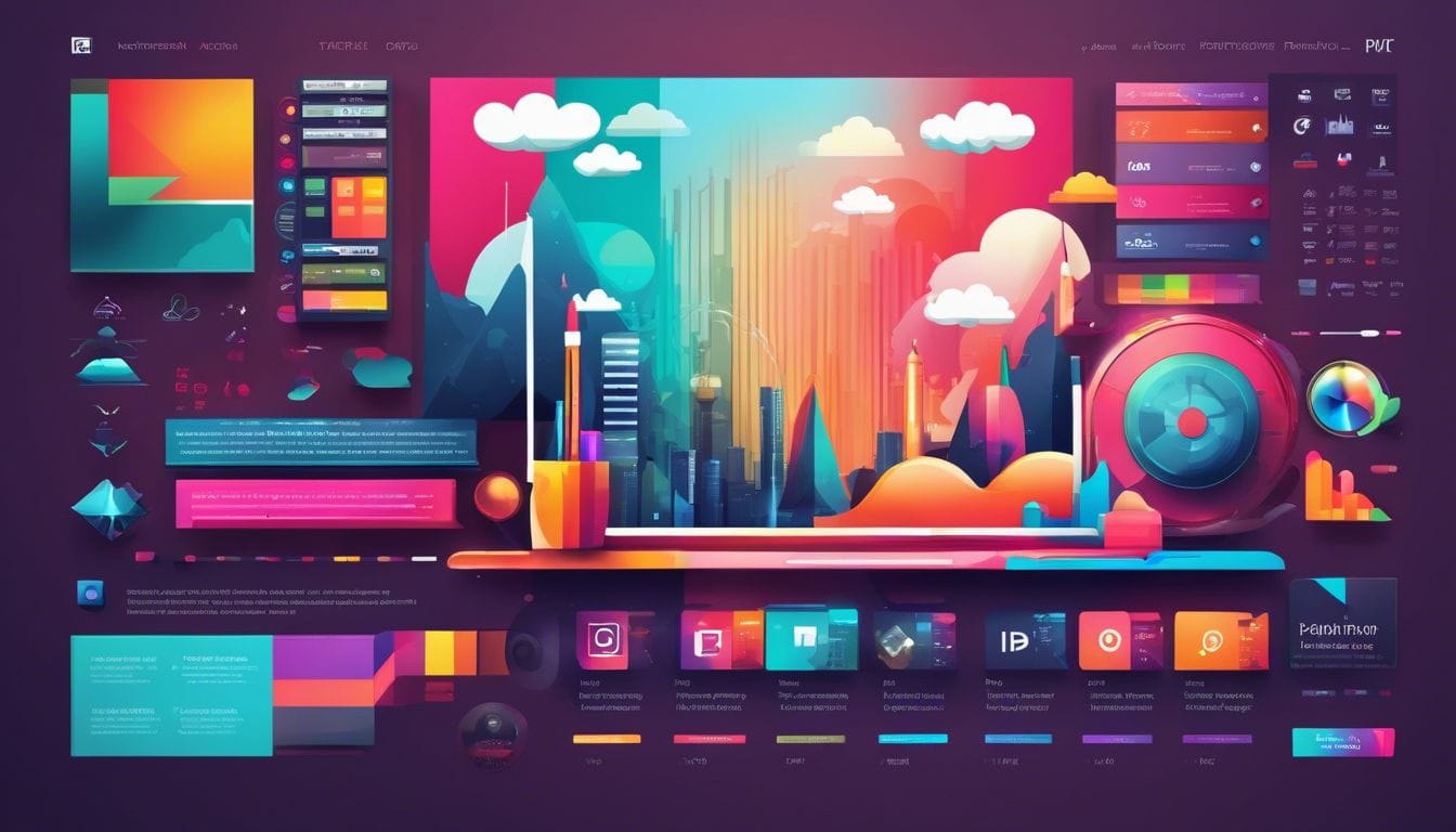 Een modern ontworpen Adobe Photoshop interface met creatieve ontwerp elementen.