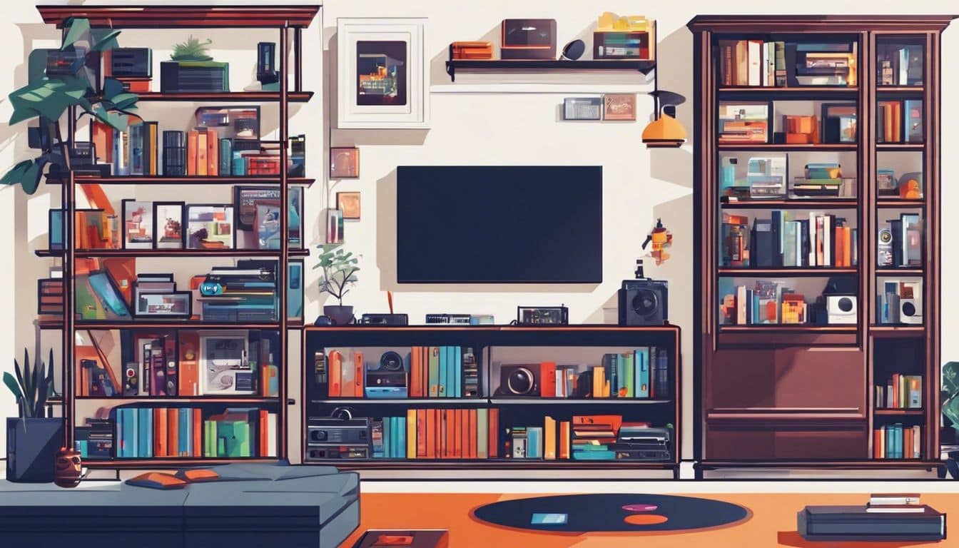 Een persoon geniet van een nieuwe EA-game omringd door hun favoriete videospelcollectie.