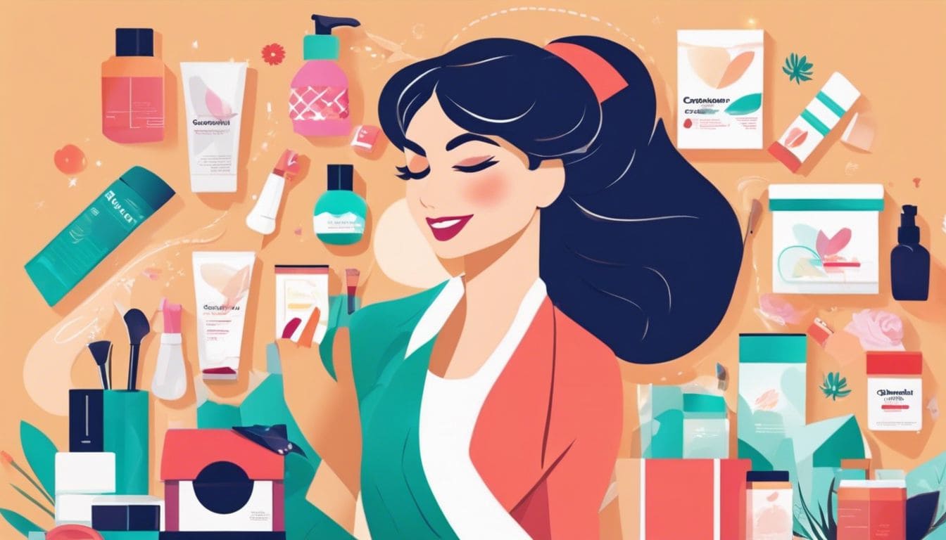 Een vrouw opent een Goodiebox vol vrolijke beautyproducten.