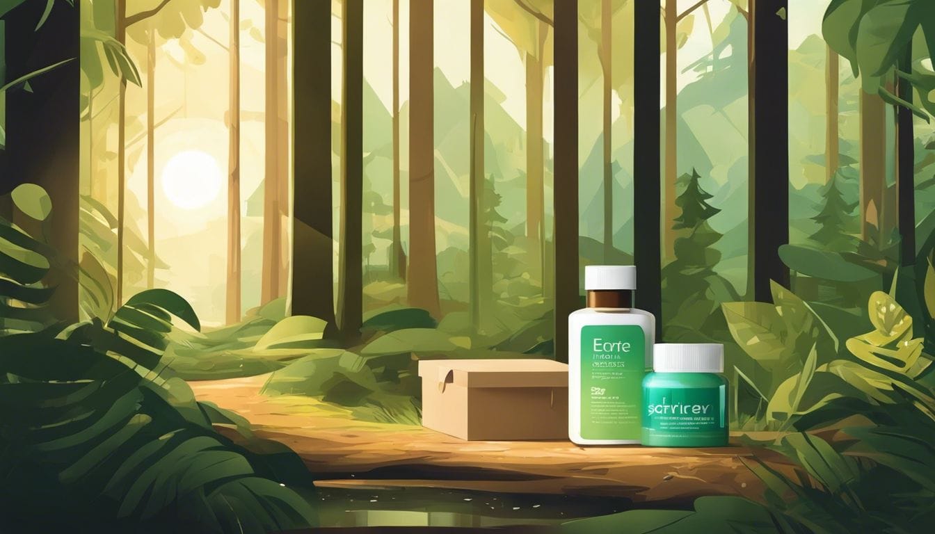 Maandelijkse levering van contactlenzen en reinigingsoplossing in natuurlijke omgeving.