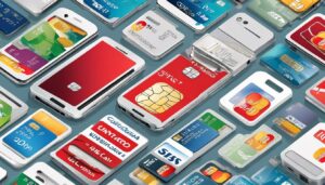 Een smartphone met meerdere simkaarten omringd door verschillende mobiele telefoondeals, in plat ontwerp.