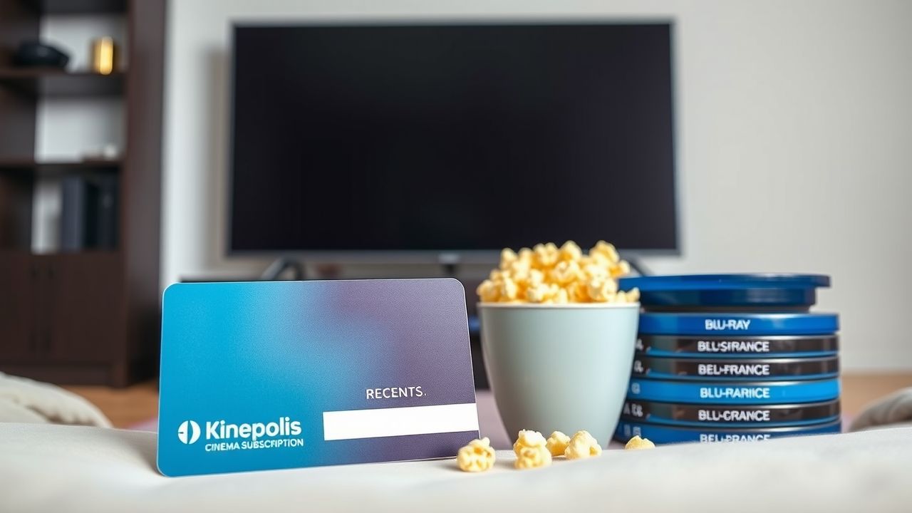 Een Kinepolis bioscoop-abonnement wordt gebruikt in een gezellige thuisbioscoop.