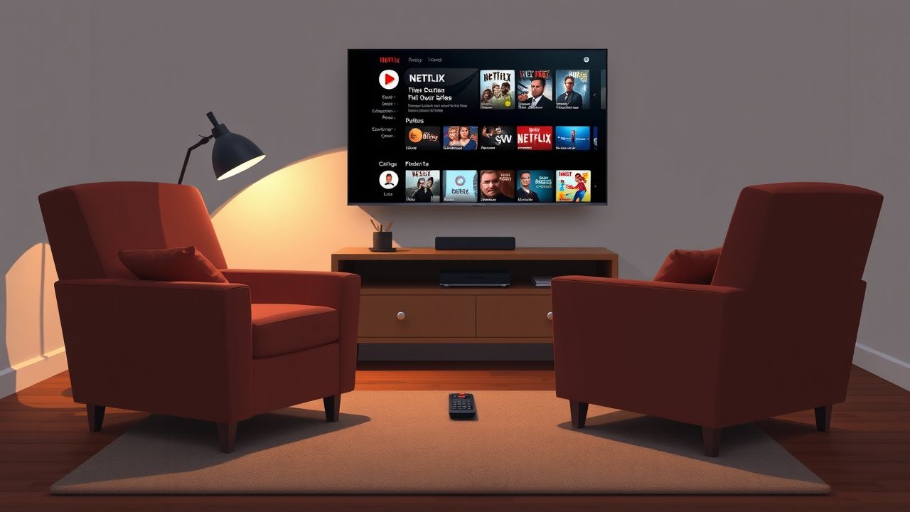 Een gezellige woonkamer met twee stoelen, een televisie en een afstandsbediening.