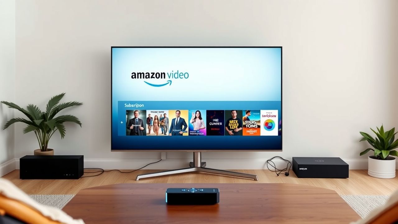 Een gezellige thuisbioscoop met Amazon Prime Video-abonnement en smart-tv.