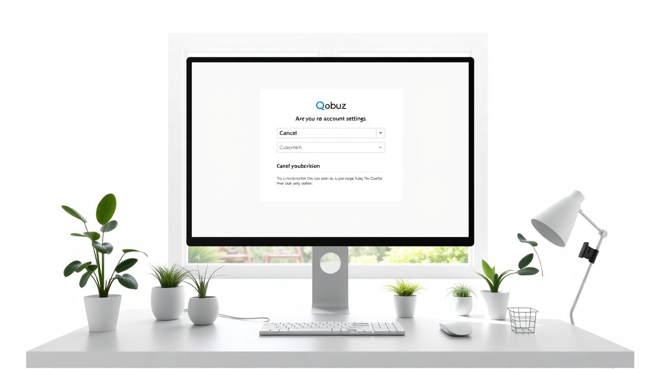 Een Qobuz abonnement opzeggen in een gezellig thuiskantoor met planten.